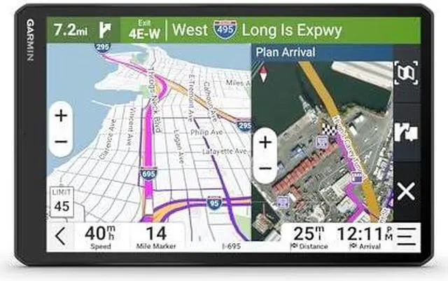 Main image of Garmin dzl OTR1020, Extra-Large High-Res 10 GPS Truck Navigator, Custom Truck Routing, Satellite Imagery, Wind Speed, Community-Shared Loading Docks, Dual-Orientation Display