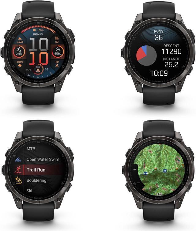 Alt view image 3 of 4 - fenix 8  47 mm, AMOLED, Sapphire, Carbon Gray DLC Titanium with Black/Pebble Gray Silicone