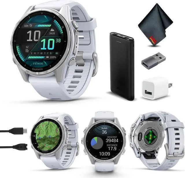 Main image of fenix 8  43 mm, AMOLED, Silver with Whitestone Silicone Band