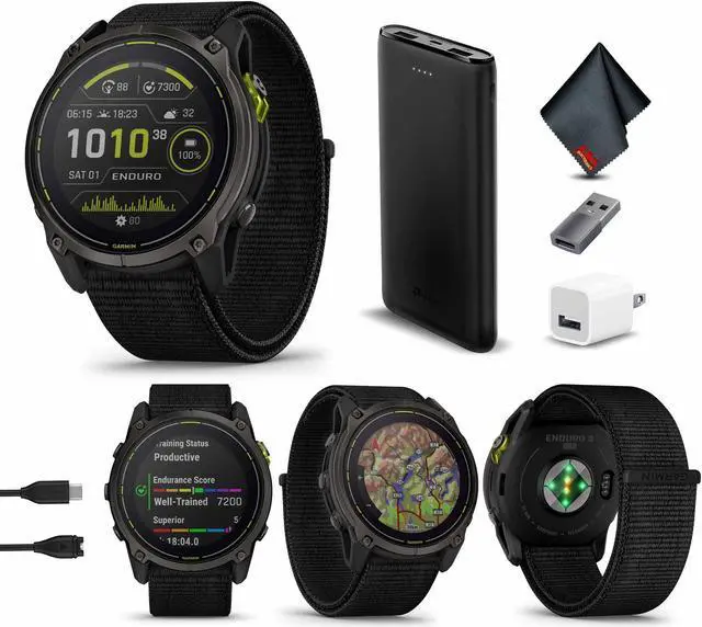 Main image of Garmin Enduro 3 Solar, Sapphire, Ultraperformance GPS Smartwatch Bundle
