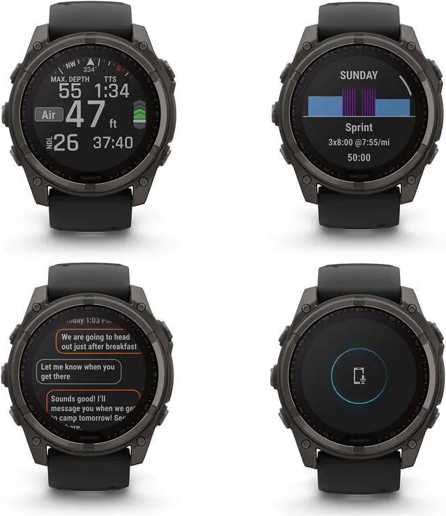 Alt view image 4 of 4 - fenix 8 51mm Solar Sapphire Carbon Gray DLC Titanium with Black Gray Silicone