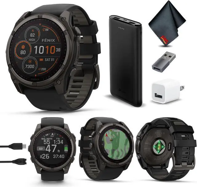 Main image of fenix 8 51mm Solar Sapphire Carbon Gray DLC Titanium with Black Gray Silicone