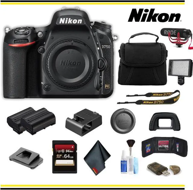 Alt view image 6 of 6 - Nikon D750 DSLR Camera Advanced Bundle W/ Bag, Extra Battery, LED Light, Mic, and More - (Intl Model)