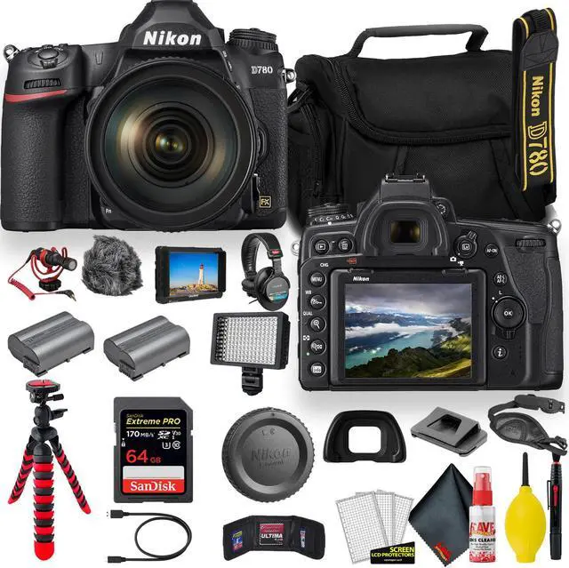 Alt view image 2 of 2 - Nikon D780 24.5 MP Full Frame DSLR Camera (1618) - Video Bundle -  With Sandisk Extreme Pro 64GB Card + Rode Mic + 4K Screen + Sony Headphones + ENEL15 Battery + Nikon Case + More (Renewed)