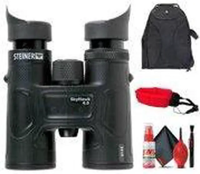 Alt view image 4 of 4 - Steiner SkyHawk 4.0 8x32 Binoculars (23360900) Bundle with Padded Backpack, Floating Wrist Strap, and 6Ave Cleaning Kit