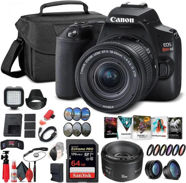 Alt view image 3 of 3 - Canon EOS Rebel SL3 DSLR Camera with 18-55mm Lens (Black) (3453C002) Allrounder Bundle