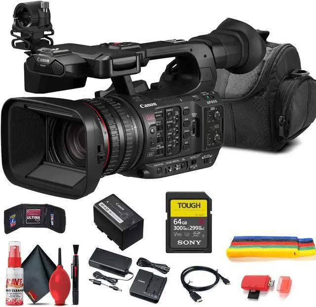 Alt view image 3 of 3 - Canon XF605 UHD 4K HDR Pro Camcorder (5076C002) With 64GB Card + Bag Bundle