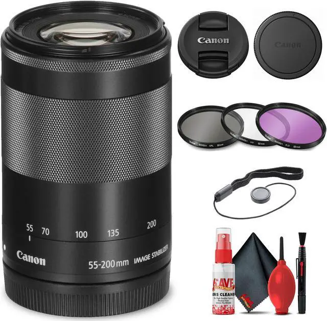 Alt view image 3 of 3 - Canon EF-M 55-200mm f/4.5-6.3 IS STM Lens (Black) (9517B002) + Filter Kit Base Bundle