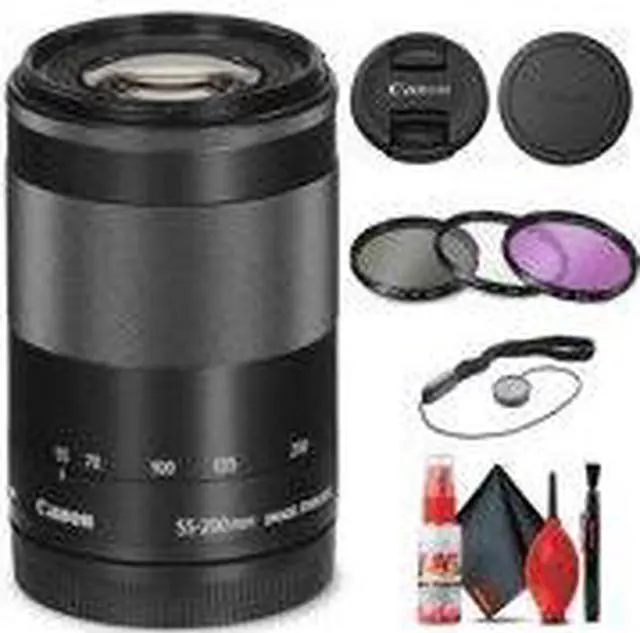 Alt view image 2 of 3 - Canon EF-M 55-200mm f/4.5-6.3 IS STM Lens (Black) (9517B002) + Filter Kit Base Bundle