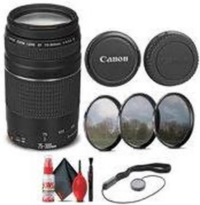 Alt view image 2 of 3 - Canon EF 75-300mm f/4-5.6 III Lens (6473A003) + Filter Kit + Cap Keeper Base Bundle
