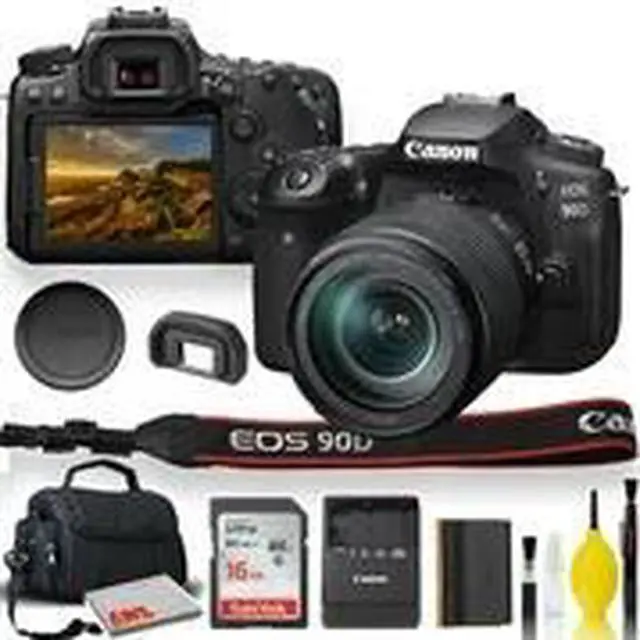Alt view image 2 of 3 - Canon EOS 90D DSLR Camera with 18-135mm Lens With Padded Case, Memory Card, and More - Starter Bundle Set