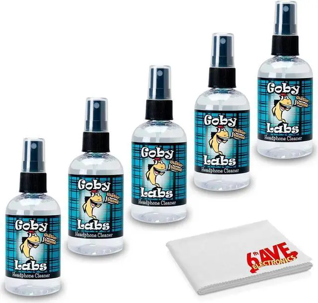 Alt view image 4 of 4 - Goby Labs 5-Pack 4 FL OZ Headphone Sanitizing and Cleansing Spray with Cloth