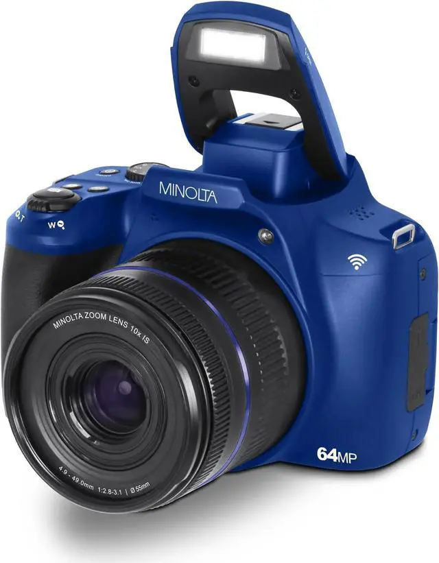 Alt view image 3 of 3 - Minolta 64 Mega Pixels Auto Focus Digital Camera with 10x Optical Zoom, 4K Ultra HD Video and Macro Shooting, Blue