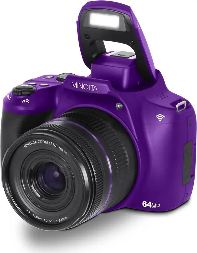 Alt view image 3 of 3 - Minolta 64 Mega Pixels Auto Focus Digital Camera with 10x Optical Zoom,4K Ultra HD Video and Macro Shooting, Purple
