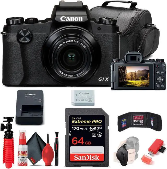 Alt view image 3 of 3 - Canon PowerShot G1 X Mark III Digital Camera (2208C001) + 64GB Card Base Bundle