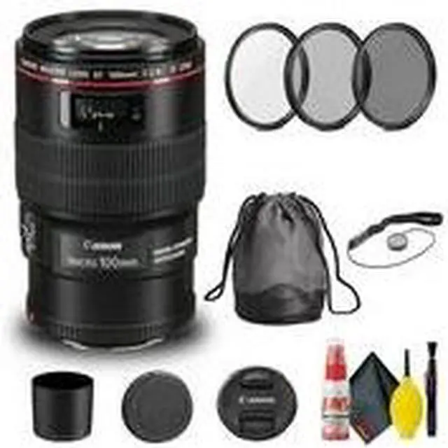 Alt view image 2 of 3 - Canon EF 100mm f/2.8L Macro IS USM Lens (3554B002) + Filter Kit Basic Bundle