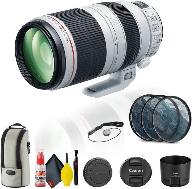 Alt view image 3 of 3 - Canon EF 100-400mm f/4.5-5.6L IS II USM Lens (9524B002) + FilterKit + Cap + More