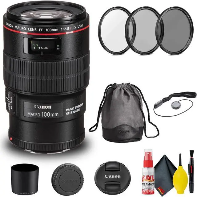 Alt view image 3 of 3 - Canon EF 100mm f/2.8L Macro IS USM Lens (3554B002) + Filter Kit Basic Bundle