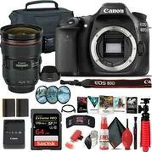 Alt view image 2 of 3 - Canon EOS 80D DSLR Camera (Body Only) (1263C004) + Canon EF 24-70mm Lens + 64GB Advanced Bundle