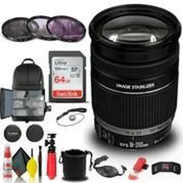 Alt view image 2 of 3 - Canon EF-S 18-200mm f/3.5-5.6 IS Lens (2752B002) + Filter Kit + BackPack + More