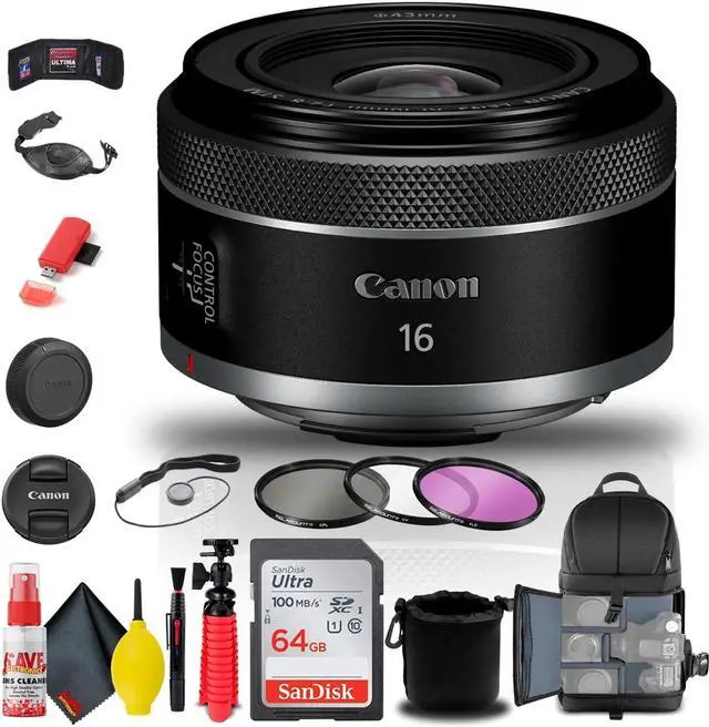 Alt view image 3 of 3 - Canon RF 16mm f/2.8 STM Lens (5051C002) + Filter + BackPack + 64GB Card + More