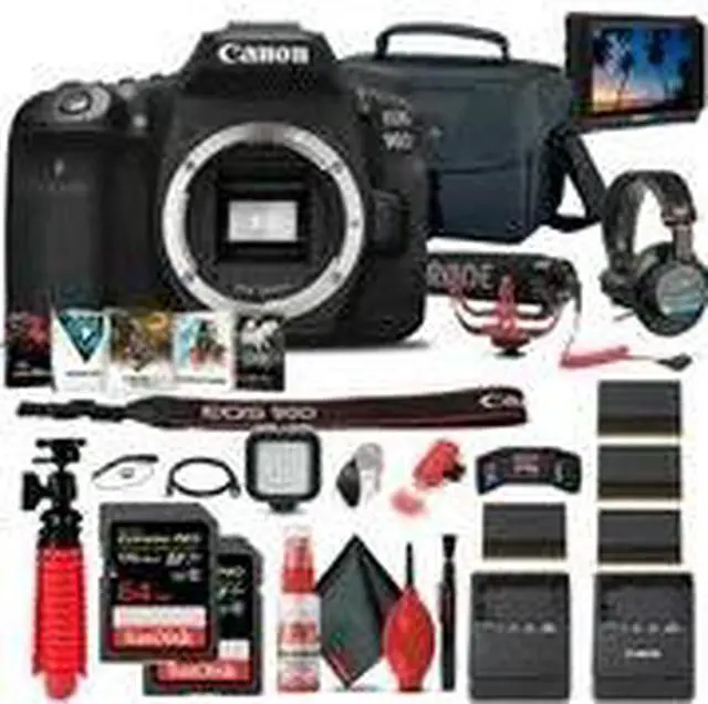 Alt view image 2 of 3 - Canon EOS 90D DSLR Camera (Body Only) (3616C002) + 4K Monitor + Mic + More
