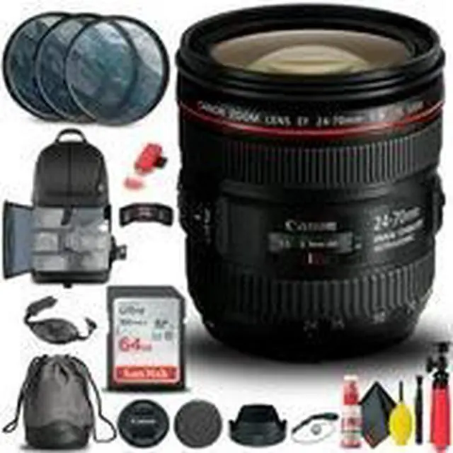 Alt view image 2 of 3 - Canon EF 24-70mm f/4L IS USM Lens (6313B002) + Filter + BackPack + 64GB + More