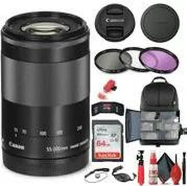 Alt view image 2 of 3 - Canon EF-M 55-200mm f/4.5-6.3 IS STM Lens (Black) (9517B002) + Filter Kit + More