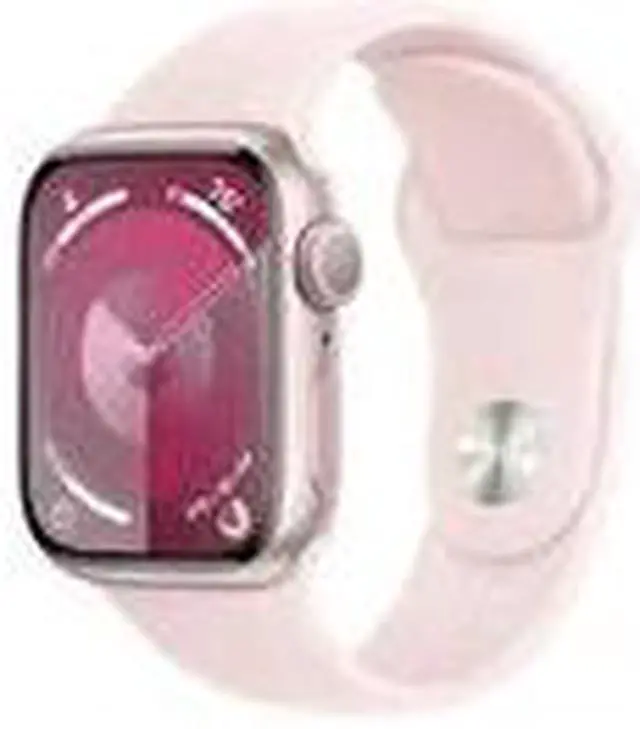 Alt view image 2 of 3 - Apple Watch Series 9 [GPS 41mm] Smartwatch with Pink Aluminum Case with Light Pink Sport Band S/M. Fitness Tracker, ECG Apps, Always-On Retina Display, Water Resistant