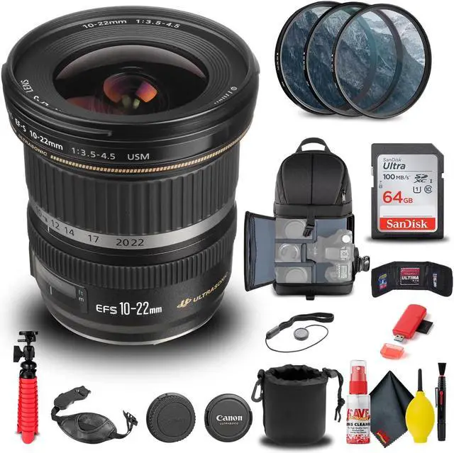 Alt view image 3 of 3 - Canon EF-S 10-22mm f/3.5-4.5 USM Lens (9518A002) + Filter Kit + BackPack + More