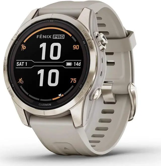Alt view image 10 of 10 - Garmin fnix 7S Pro Sapphire Solar, Multisport GPS Smartwatch, Built-in Flashlight, Solar Charging Capability, Sand