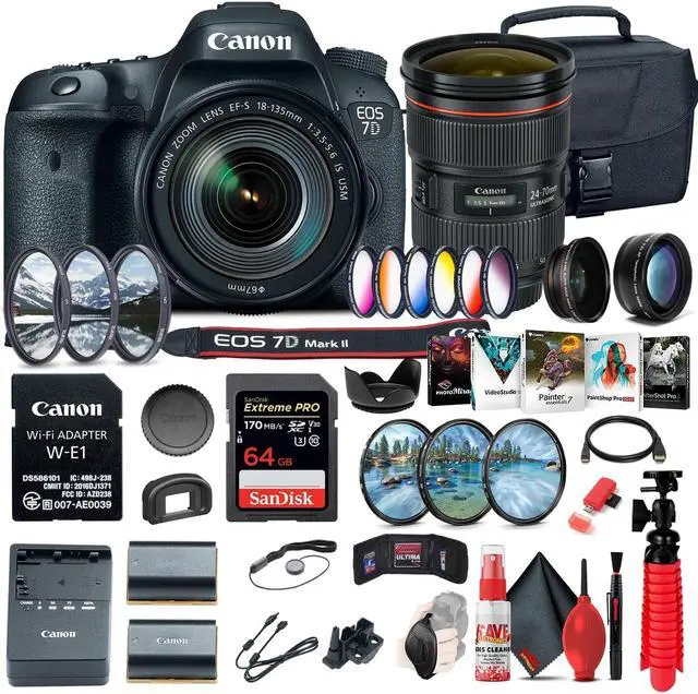 Alt view image 3 of 3 - Canon EOS 7D Mark II DSLR Camera W/ 18-135mm f/3.5-5.6 IS USM Lens & W-E1 Outdoor Bundle