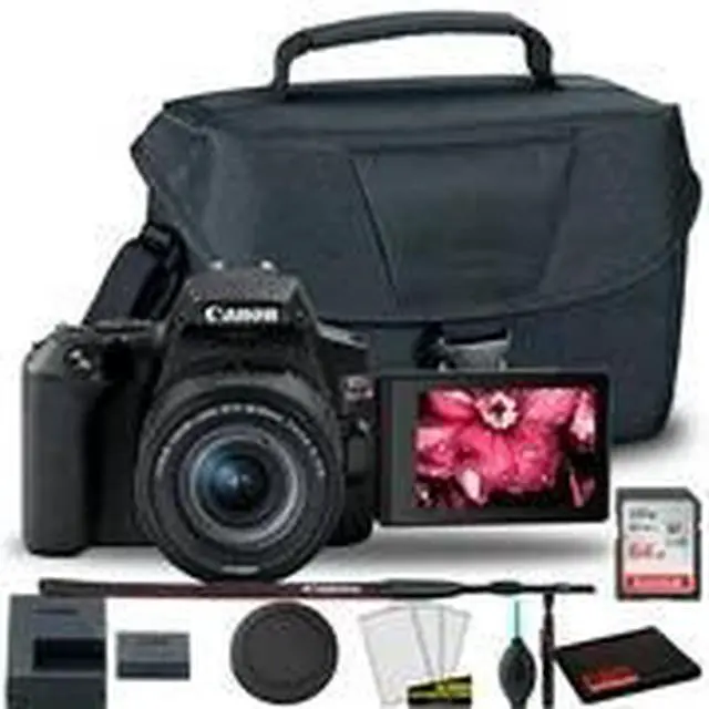 Alt view image 2 of 3 - Canon EOS Rebel 250D DSLR Camera with 18-55mm Lens (Black) + EOS Bag + Sandisk Ultra 64GB Card + Cleaning Set and More