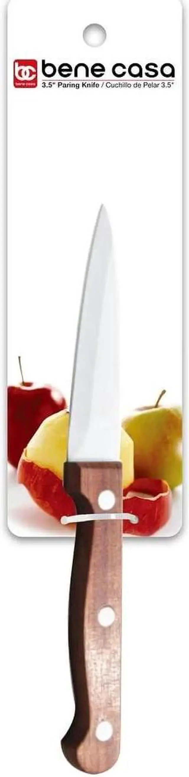 Alt view image 3 of 3 - Bene Casa Chef Knife with rosewood handle, stainless steel blade, full tang and triple riveted handle 3.5" Paring Knife