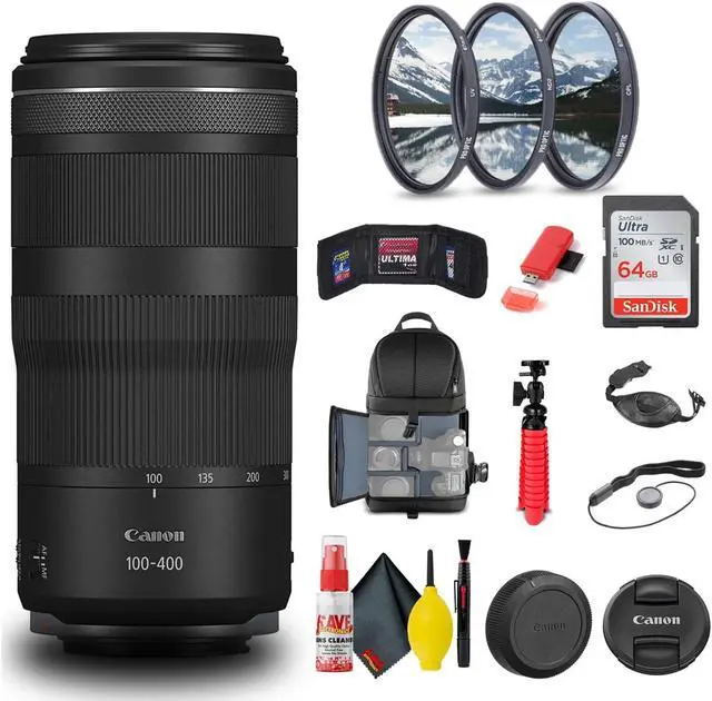 Alt view image 3 of 3 - Canon RF 100-400mm f/5.6-8 IS USM Lens (5050C002) + Filter Kit + BackPack + More
