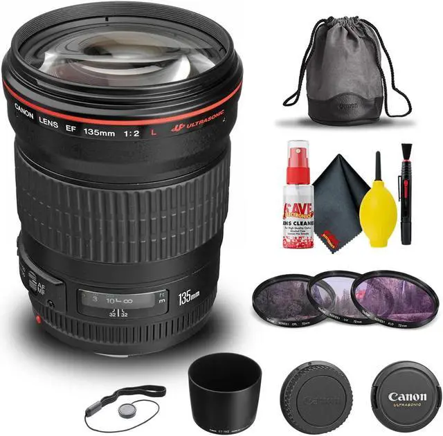 Alt view image 3 of 3 - Canon EF 135mm f/2L USM Lens (2520A004) + Filter Kit + Cap Keeper + More