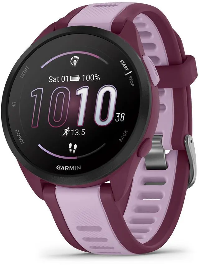 Alt view image 10 of 10 - Garmin Forerunner 165 Music, Berry/Lilac | GPS Running Smart Watch 010-02863-33