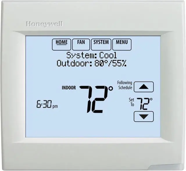 Alt view image 14 of 14 - Honeywell TH8110R1008 VisionPRO 8000 Arctic White Touch Screen Programmable Thermostat, 18 To 30 VAC/750 mV
