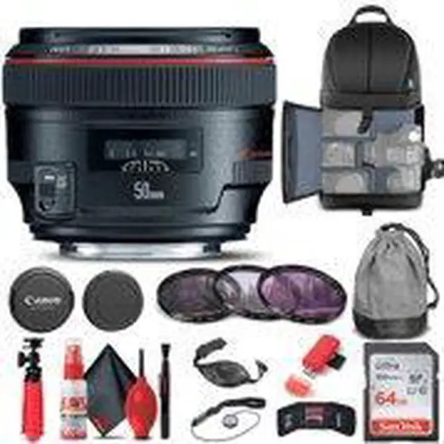 Alt view image 2 of 3 - Canon EF 50mm f/1.2L USM Lens (1257B002) + Filter + BackPack + 64GB Card + More
