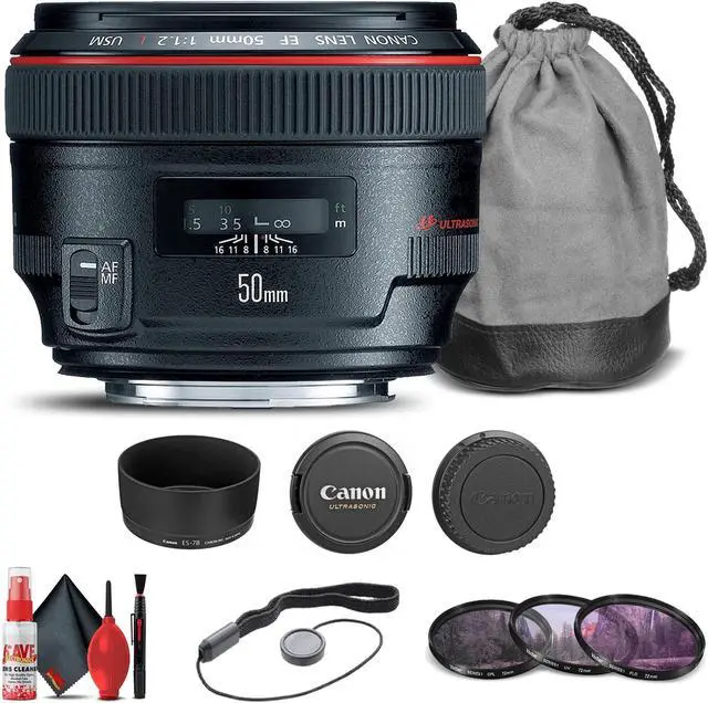 Alt view image 3 of 3 - Canon EF 50mm f/1.2L USM Lens (1257B002) + Filter Kit + Cap Keeper Base Bundle