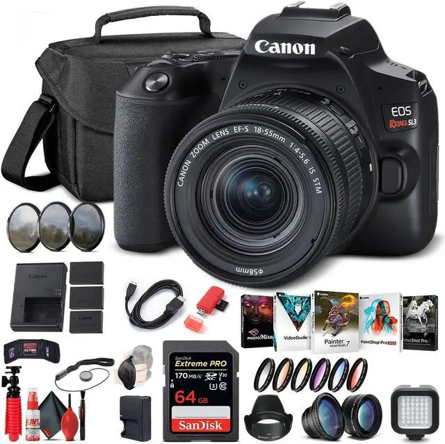 Alt view image 3 of 3 - Canon EOS Rebel SL3 DSLR Camera W/ 18-55mm Lens (Black) (3453C002) Portable Travel Bundle