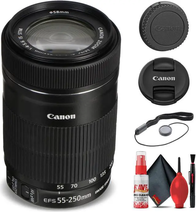 Alt view image 3 of 3 - Canon EF-S 55-250mm f/4-5.6 IS STM Lens (8546B002) + Filter Kit Base Bundle