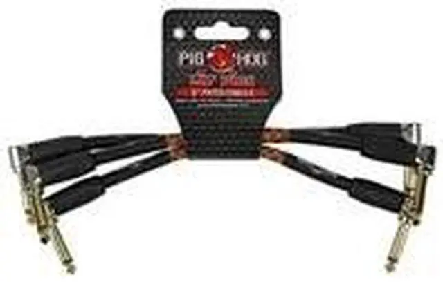 Alt view image 5 of 6 - Pig Hog Instrument Cables Lil Pigs 6 in. Patch Cables (3-Pack) Western Plaid
