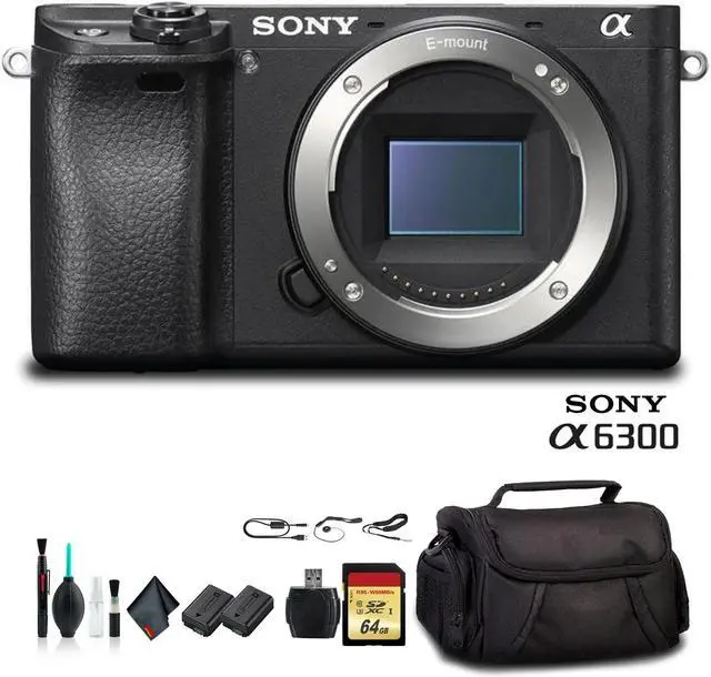 Alt view image 3 of 3 - Sony Alpha a6300 Mirrorless Camera Black ILCE6300/B With Soft Bag, Additional Battery, 64GB Memory Card, Card Reader , Plus Essential Accessories
