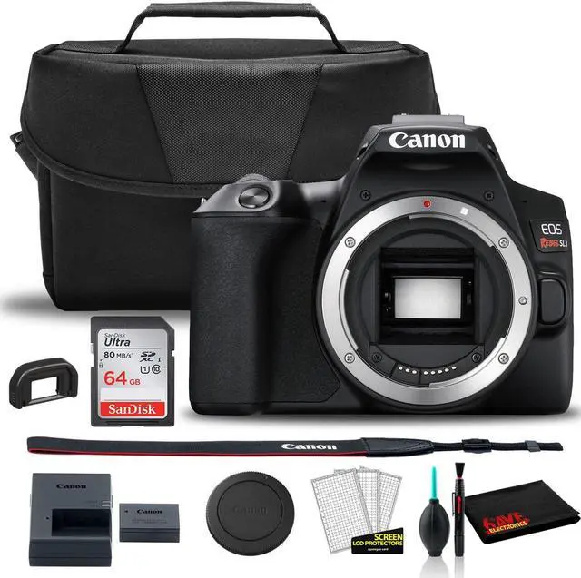 Alt view image 3 of 3 - Canon EOS Rebel SL3 DSLR Camera (Black, Body Only) (3453C001) +  EOS Bag +  Sandisk Ultra 64GB Card + Clean and Care Kit