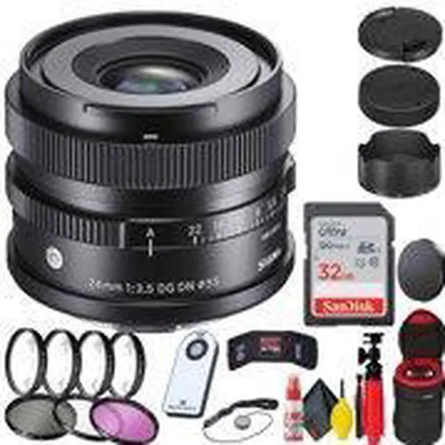 Alt view image 2 of 3 - Sigma 24mm f/3.5 DG  DN Contemporary Lens for Sony E + 32GB SD Card Bundle