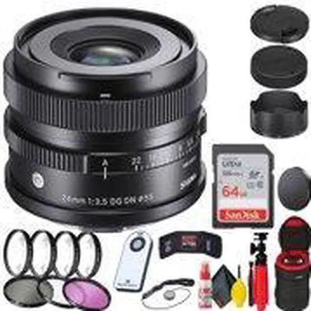 Alt view image 2 of 3 - Sigma 24mm f/3.5 DG  DN Contemporary Lens for Sony E + 64GB SD Card Bundle
