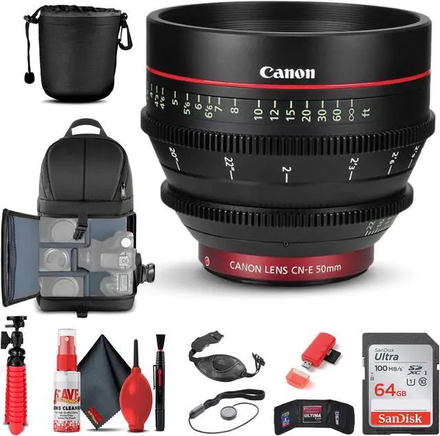 Alt view image 3 of 3 - Canon CN-E 50mm T1.3 L F Cine Lens (6570B001) + BackPack + 64GB Card + More