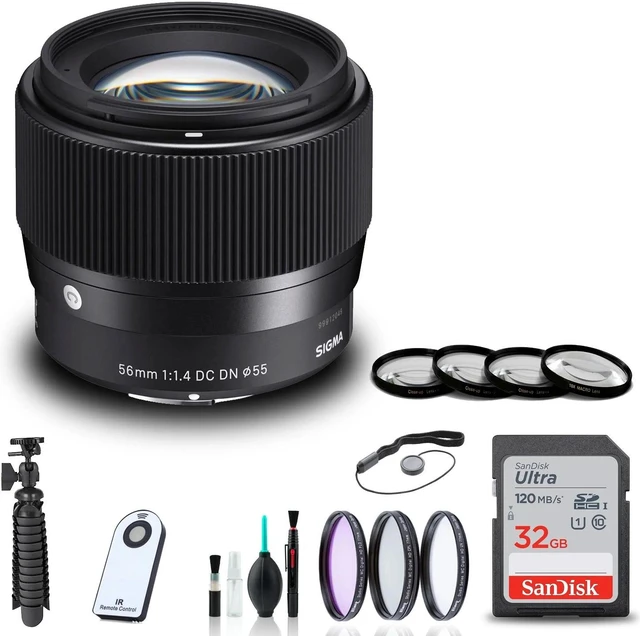 Alt view image 2 of 2 - Sigma 56mm f/1.4 DC DN Contemporary Lens for Canon EF-M + 32GB SD Card Bundle