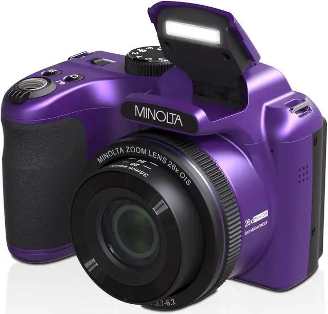 Alt view image 3 of 9 - Minolta 20 Mega Pixels 26x Optical Zoom Digital Camera with 1080p FHD Video, Purple